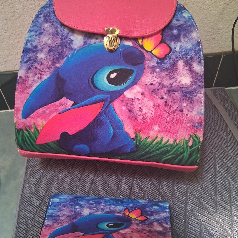Leo and stitch Kids Backpack and Wallet Set